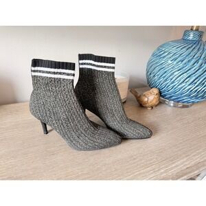 Stuart Weitzman Waverly Sock Ankle Boots Womens Black Gold Metallic 7